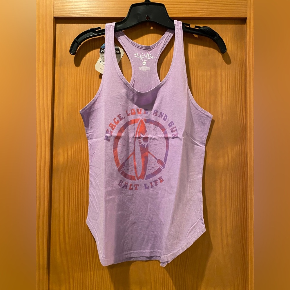 🐳🐳 Salt Life Peace Love Sun Washed Lavender Paddleboard Tank Top NWT